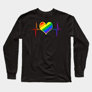 Pride Heart Beat Pulse LGBTQ Community Pride Month Long Sleeve T-Shirt